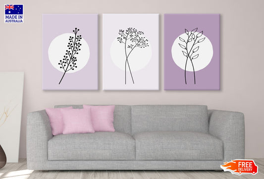 3 Set of Floral Line Vector Art High Quality Print 100% Australian Made Wall Canvas Ready to Hang