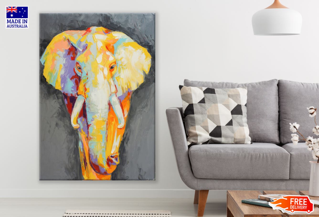 Elephant Abstract Painting Print 100% Australian Made