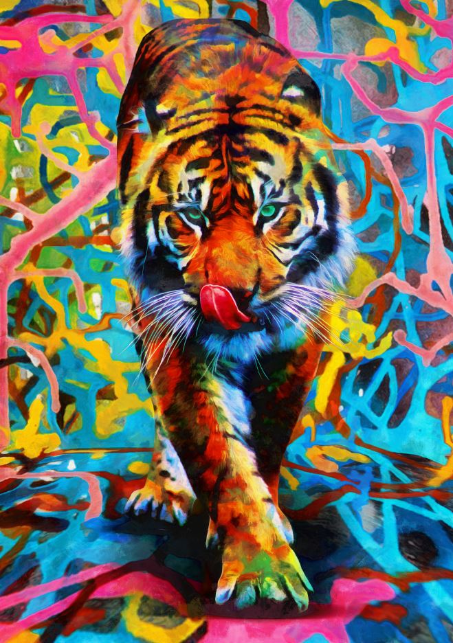 Colorful Tiger Oil Painting Print 100% Australian Made