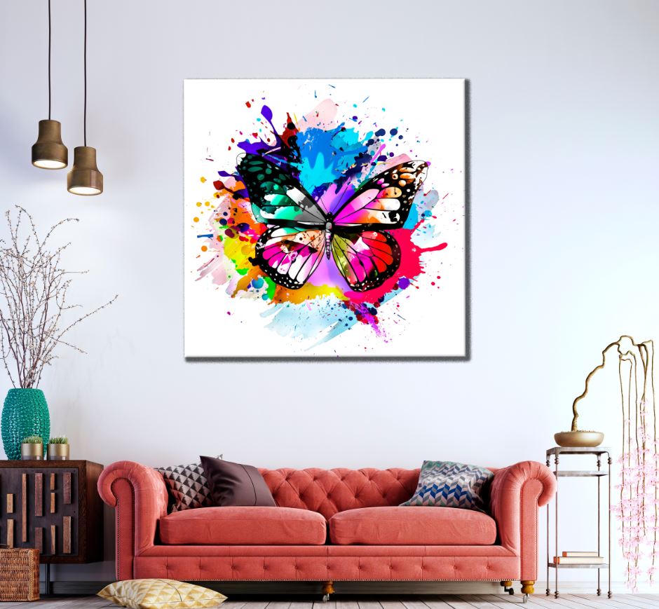 Square Canvas Butterfly Abstract Design High Quality Print 100% Australian Made