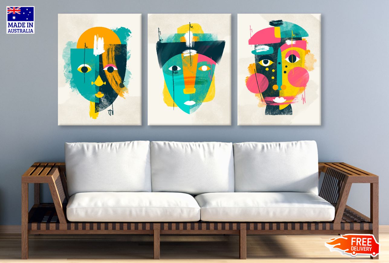 3 Set of Abstract Vector Design High Quality Print 100% Australian Made Wall Canvas Ready to Hang