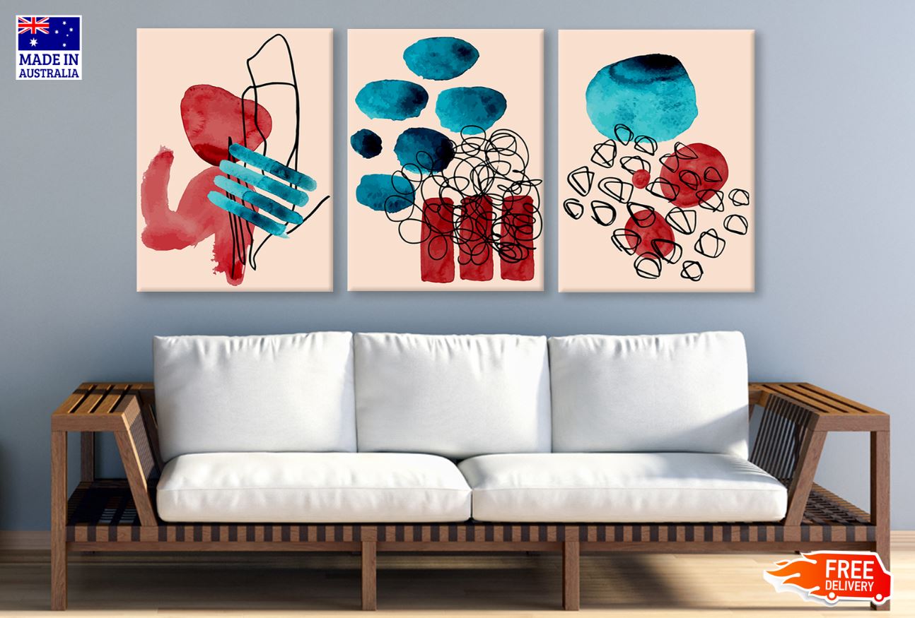 3 Set of Abstract Vector Design High Quality Print 100% Australian Made Wall Canvas Ready to Hang