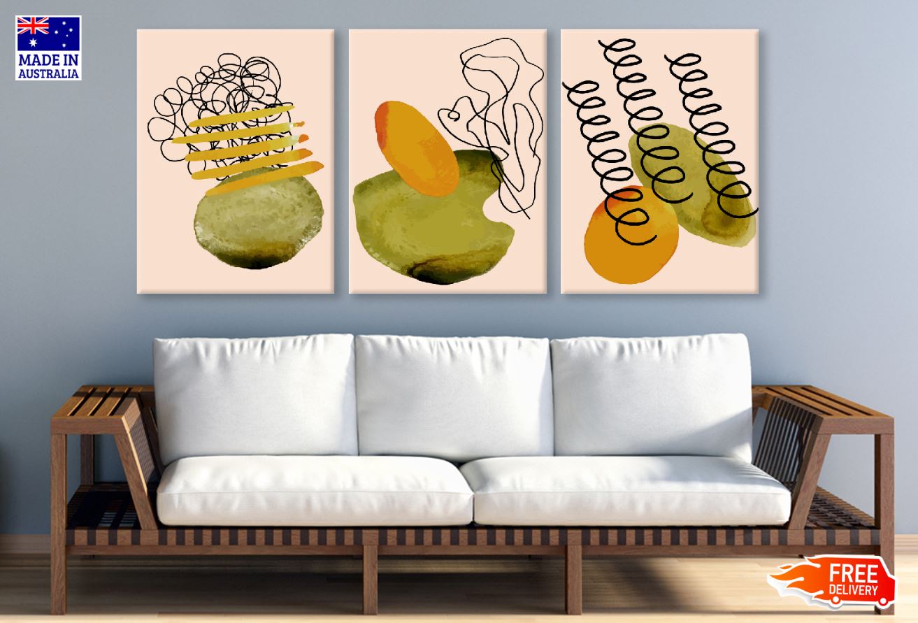 3 Set of Abstract Vector Design High Quality Print 100% Australian Made Wall Canvas Ready to Hang