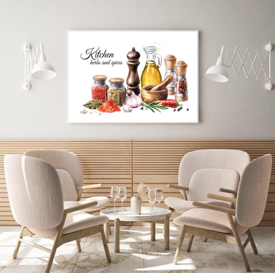 Kitchen Herbs & Spices Painting Home Decor Premium Quality Poster Print Choose Your Sizes