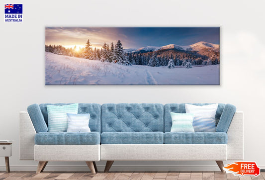 Panoramic Canvas Pine Forest Sunrise View Photograph High Quality 100% Australian made wall Canvas Print ready to hang