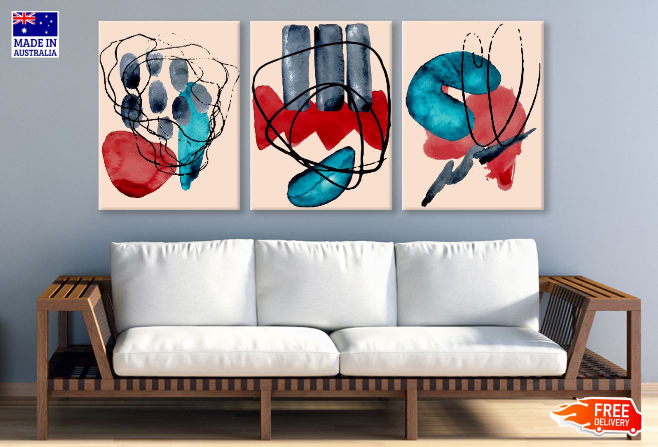 3 Set of Abstract Vector Design High Quality Print 100% Australian Made Wall Canvas Ready to Hang