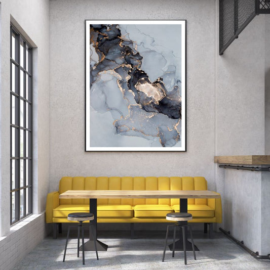 Grey Black & Gold Abstract Design Home Decor Premium Quality Poster Print Choose Your Sizes