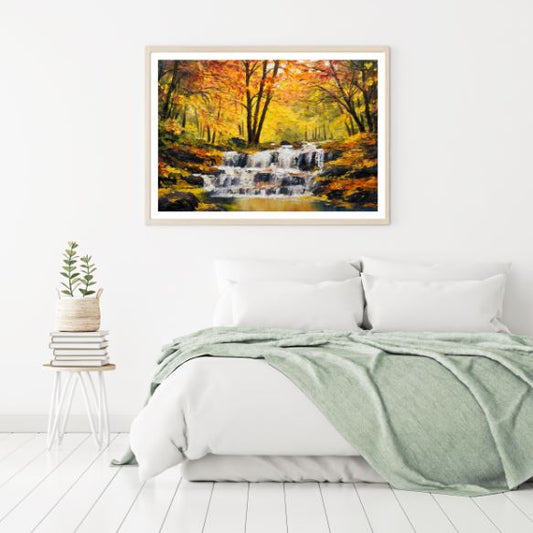 Stunning Waterfall Oil Painting Home Decor Premium Quality Poster Print Choose Your Sizes