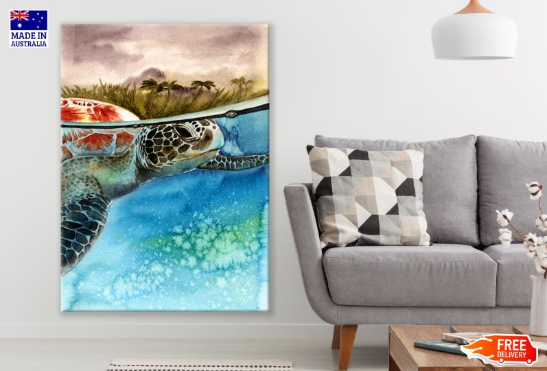 Turtle Under Water Watercolor Painting Print 100% Australian Made ...