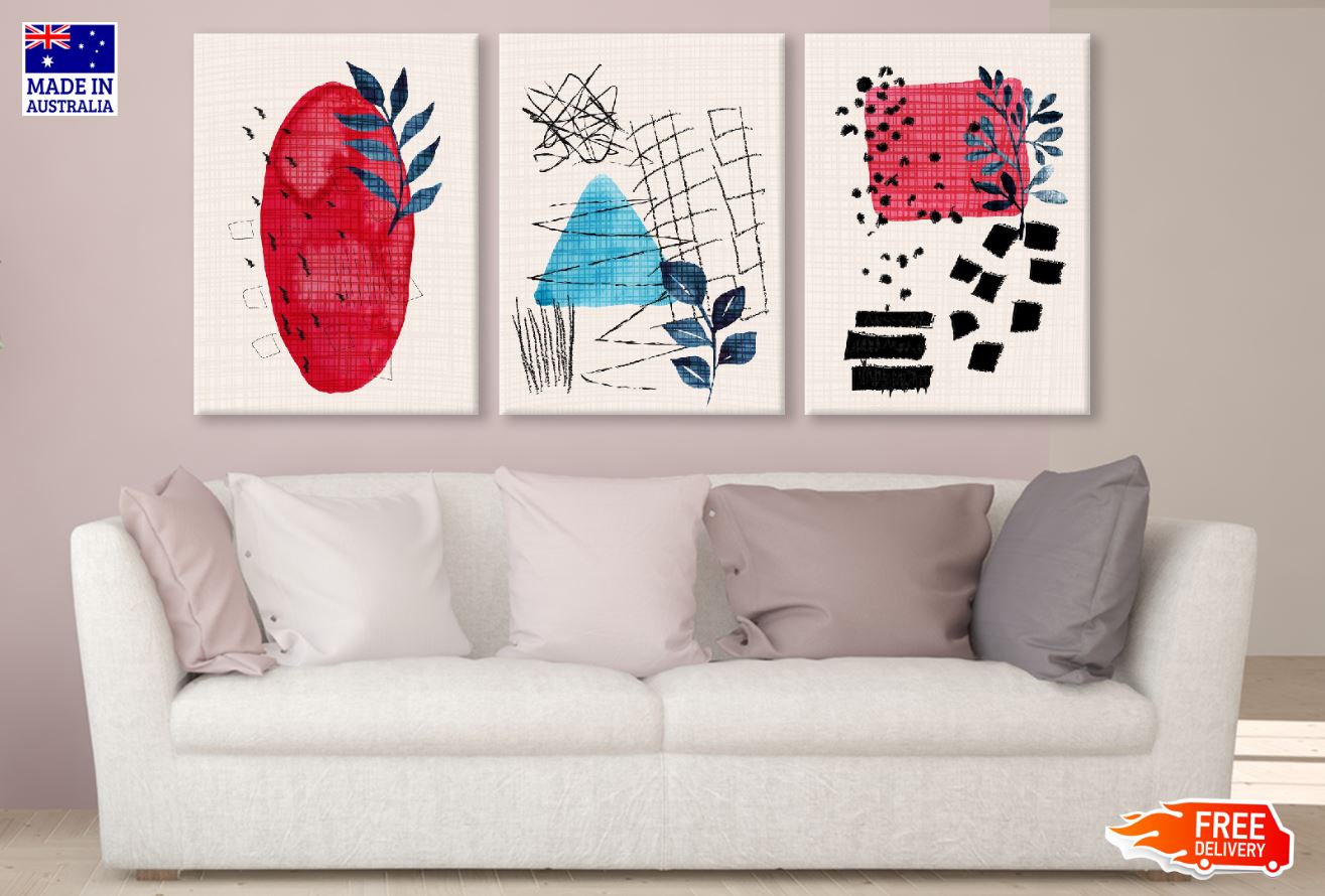 3 Set of Abstract Vector Design High Quality Print 100% Australian Made Wall Canvas Ready to Hang