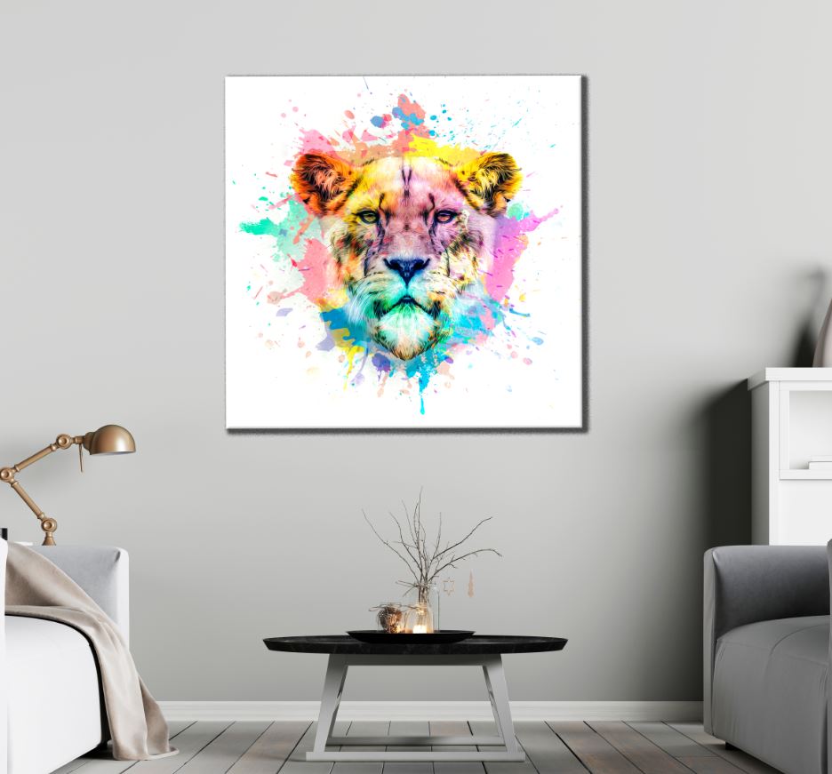 Square Canvas Lion Cub Face Painting High Quality Print 100% Australian Made