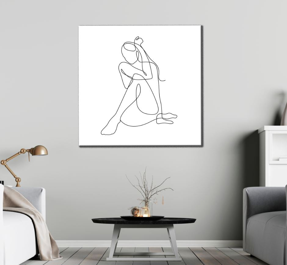 Square Canvas Woman Line Art Design High Quality Print 100% Australian Made