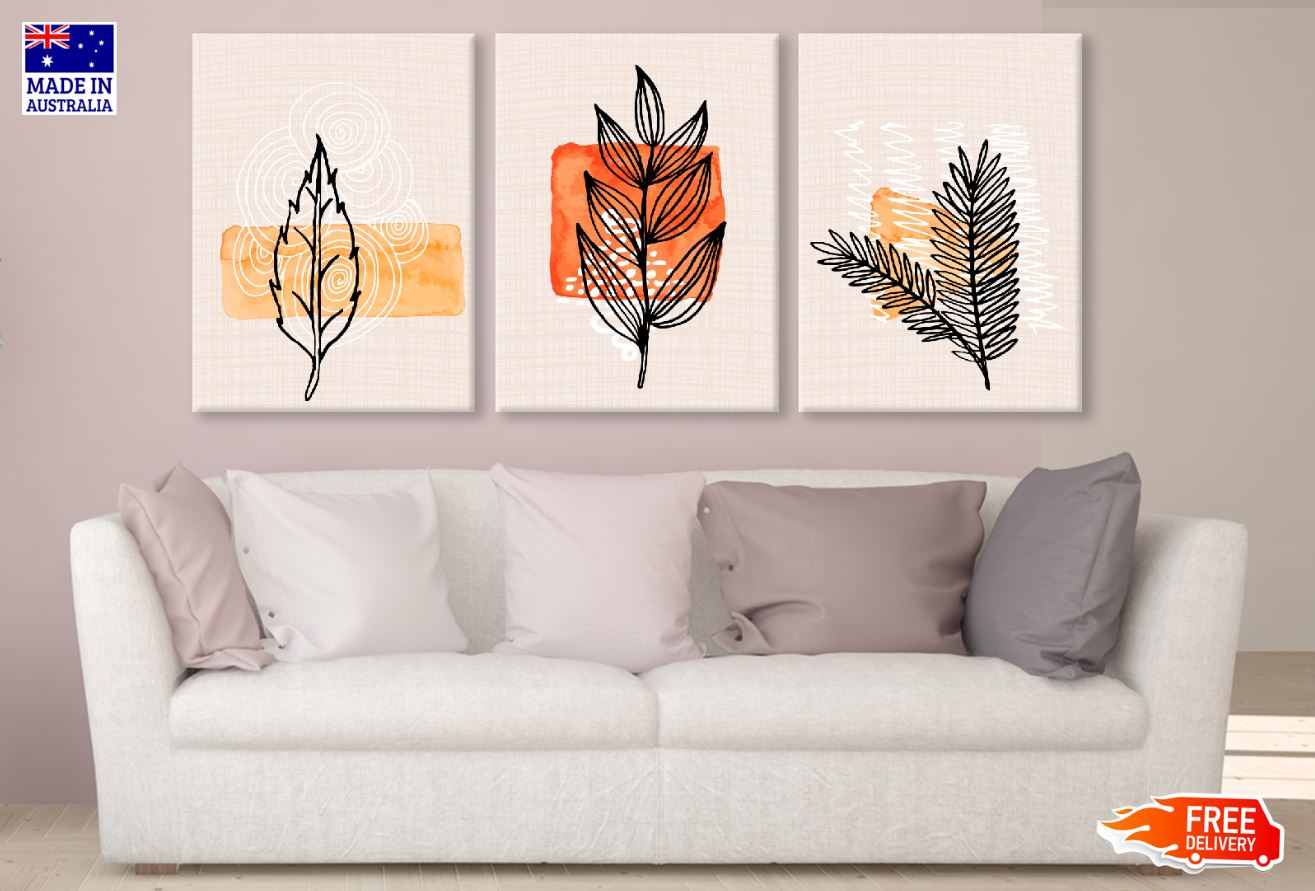 3 Set of Floral Line Vector Art High Quality Print 100% Australian Made Wall Canvas Ready to Hang