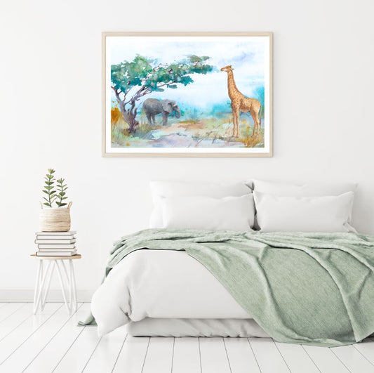 Animals in Forest Watercolor Art Home Decor Premium Quality Poster Print Choose Your Sizes