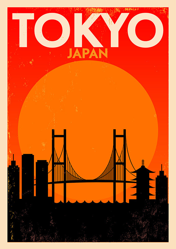 Japan Tokyo Bridge Vector Poster Print 100% Australian Made