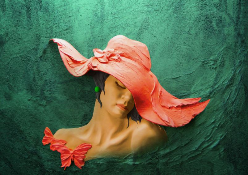 Girl with a Hat Portrait Wall Sculpture Photograph Print 100% Australian Made