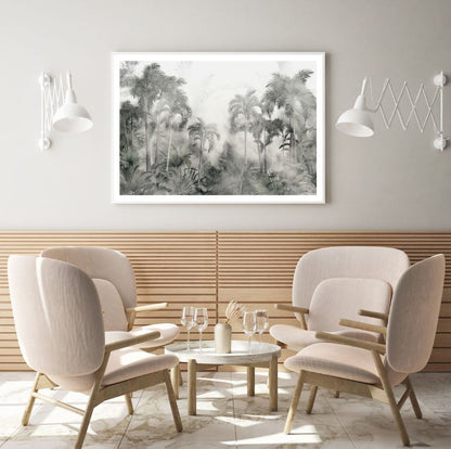 Palm Tree Forest B&W Painting Home Decor Premium Quality Poster Print Choose Your Sizes