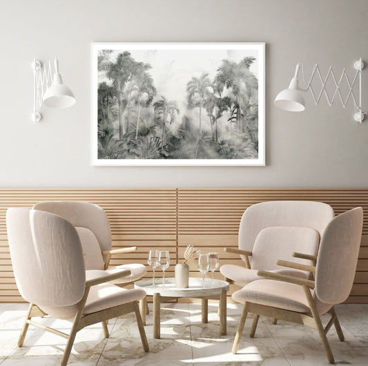 Palm Tree Forest B&W Painting Home Decor Premium Quality Poster Print Choose Your Sizes