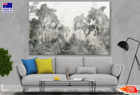 Palm Tree Forest B&W Painting Print 100% Australian Made