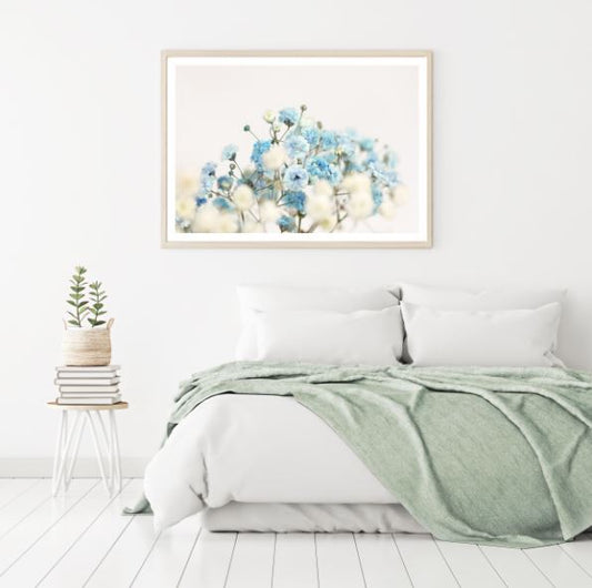 White & Blue Flowers Closeup Photograph Home Decor Premium Quality Poster Print Choose Your Sizes