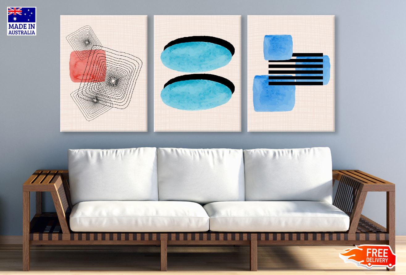 3 Set of Abstract Vector Design High Quality Print 100% Australian Made Wall Canvas Ready to Hang