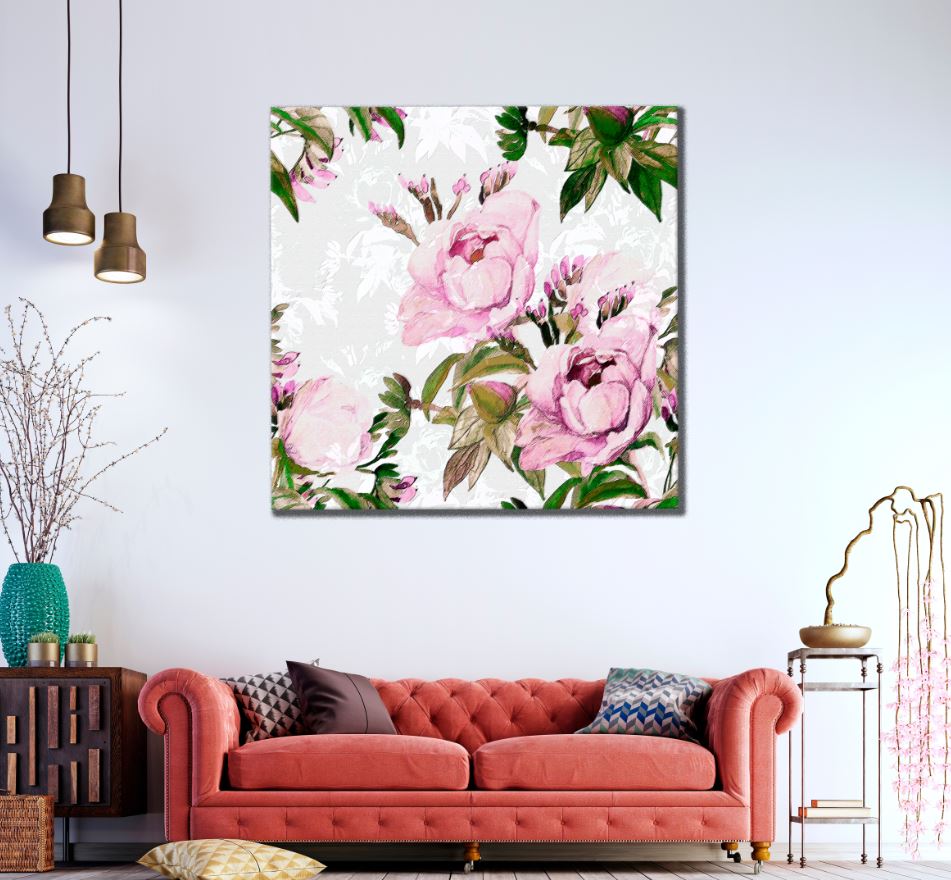 Square Canvas Colorful Flowers Watercolor High Quality Print 100% Australian Made