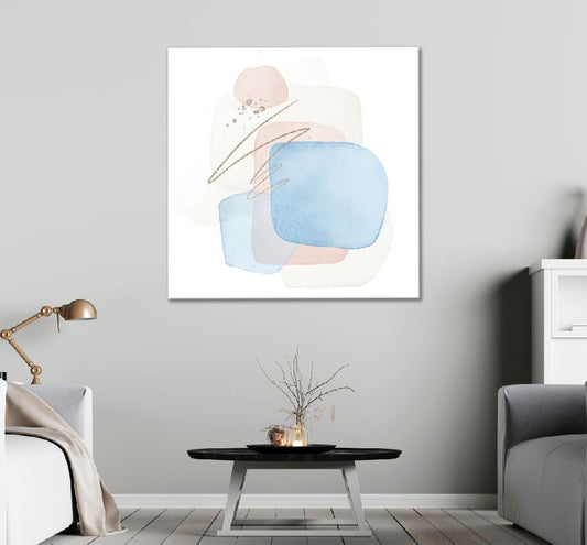Square Canvas Pink & Blue Abstract Shapes Design High Quality Print 100% Australian Made