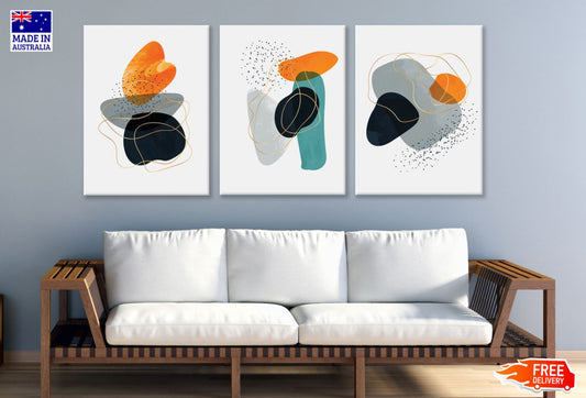 3 Set of Abstract Shapes Design High Quality Print 100% Australian Made Wall Canvas Ready to Hang