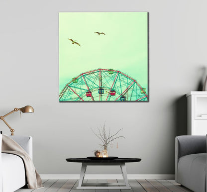 Square Canvas Ferris Wheel & Sky Photograph High Quality Print 100% Australian Made