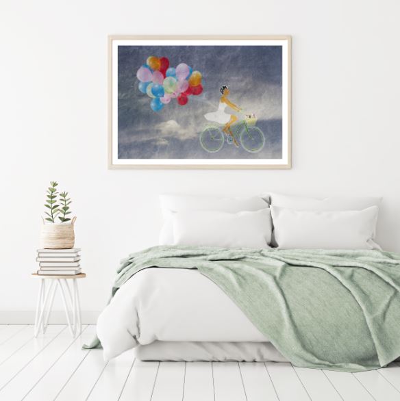 Bicycle Floating with Balloons Home Decor Premium Quality Poster Print Choose Your Sizes