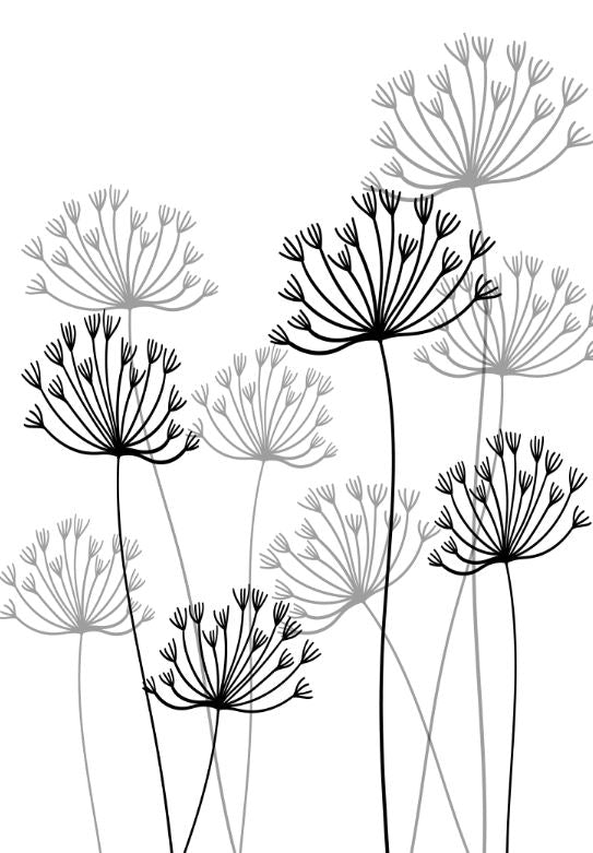 Flowers B&W Line Art esign Print 100% Australian Made