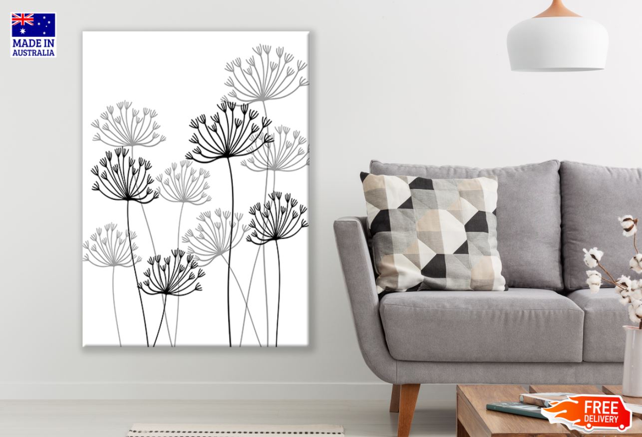 B&W Floral Line Art Print 100% Australian Made