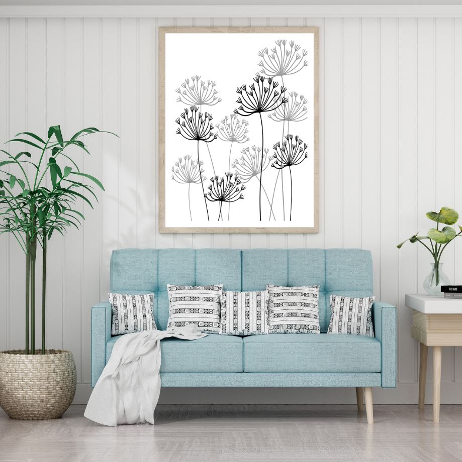 Flowers B&W Line Art esign Home Decor Premium Quality Poster Print Choose Your Sizes