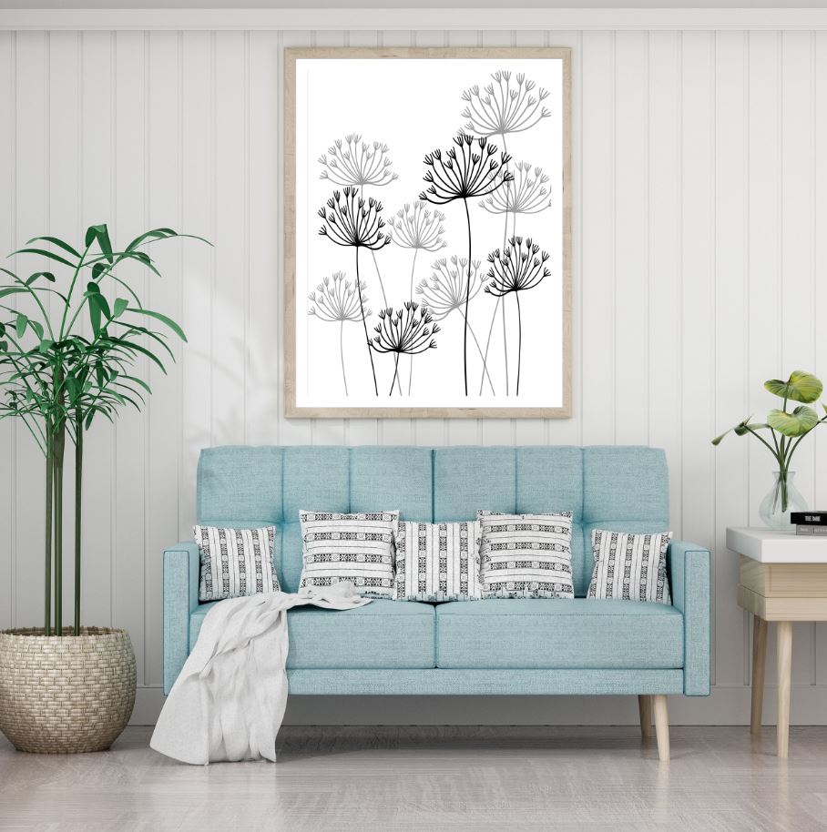 B&W Floral Line Art Home Decor Premium Quality Poster Print Choose Your Sizes