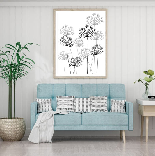 B&W Floral Line Art Home Decor Premium Quality Poster Print Choose Your Sizes