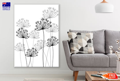 Flowers B&W Line Art esign Print 100% Australian Made