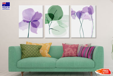 3 Set of Flowers & Leaves High Quality Print 100% Australian Made Wall Canvas Ready to Hang