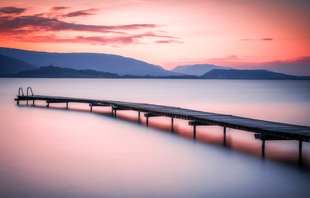 Wooden Pier Over Lake Sunset View Home Decor Premium Quality Poster Print Choose Your Sizes