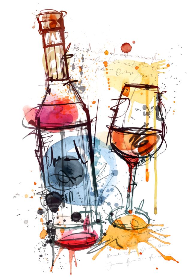 Wine Bottle & Glass Drawing Print 100% Australian Made