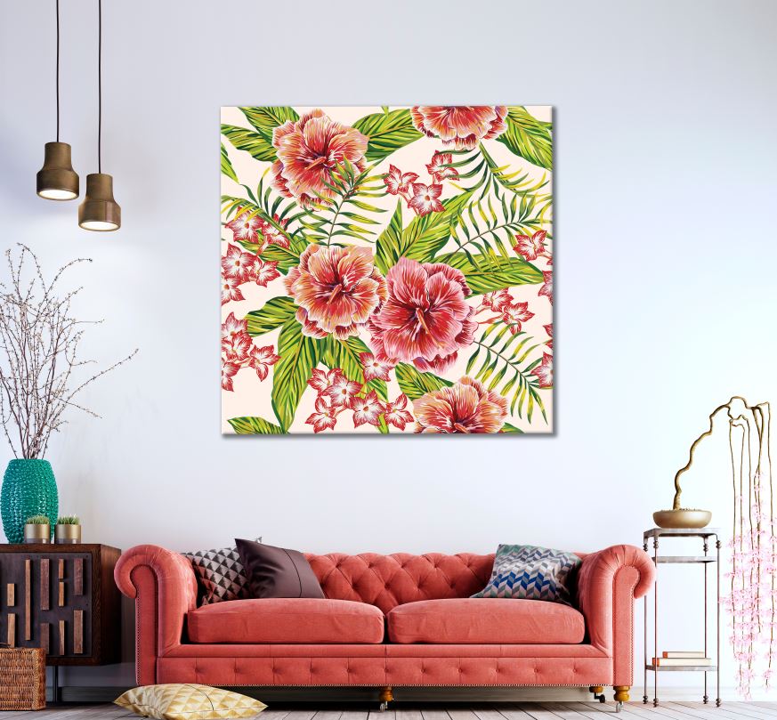 Square Canvas Floral Painting High Quality Print 100% Australian Made