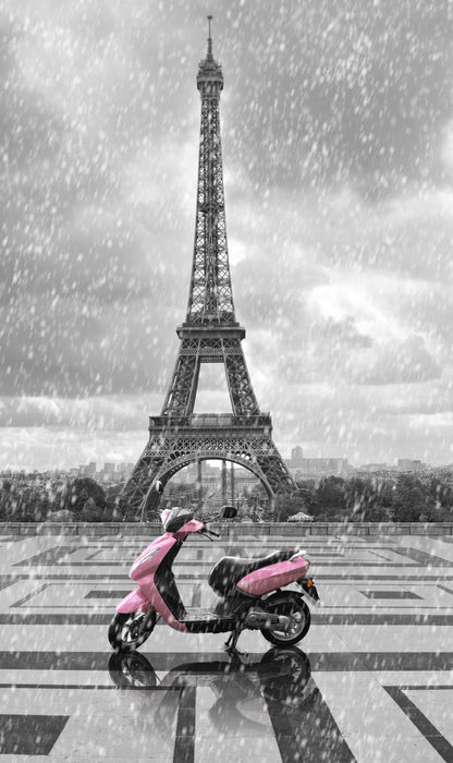 Eiffel Tower B&W & Pink Scooter Photograph Print 100% Australian Made