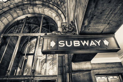 Subway Building B&W Photograph Print 100% Australian Made