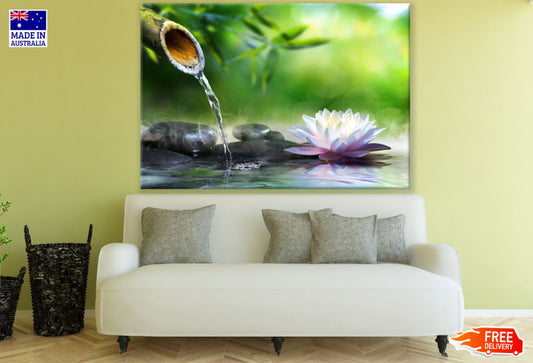 Bamboo Trees & Spa Tones with Flowers Photograph Print 100% Australian Made