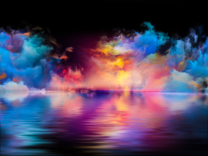 Colourful Abstract Smoke on Water Design Print 100% Australian Made