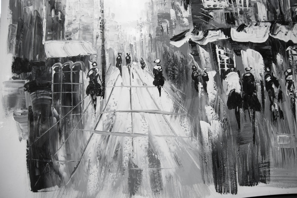 City Street B&W Abstract Painting Home Decor Premium Quality Poster Print Choose Your Sizes