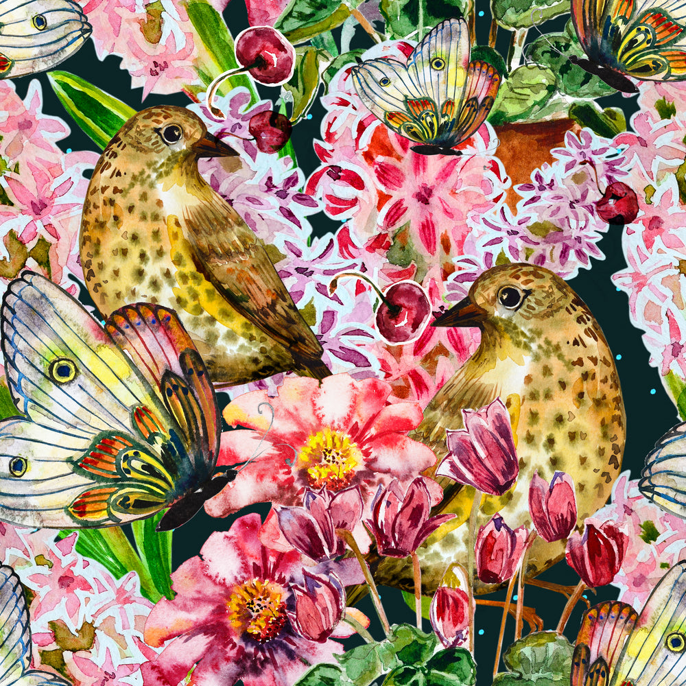 Birds, Butterlies & Flowers Painting Print 100% Australian Made