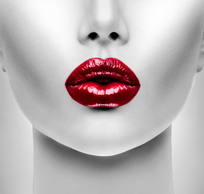 Square Canvas Girl with Red Lipstick B&W Photograph High Quality Print 100% Australian Made