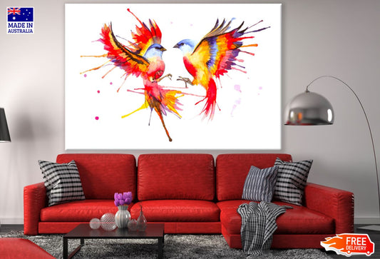 Colorful Birds Watercolor Paint Print 100% Australian Made