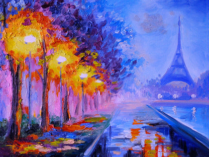 Eiffel Tower Paris Night Painting Print 100% Australian Made