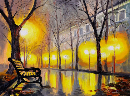 City Night Street Oil Painting Home Decor Premium Quality Poster Print Choose Your Sizes